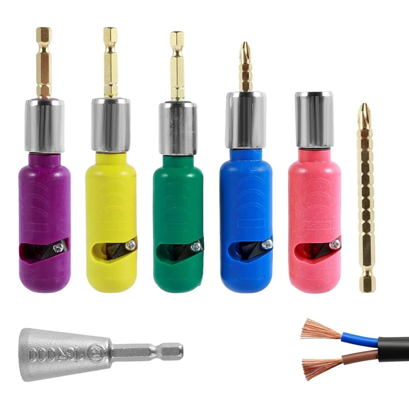 6Pcs Wire Stripper And Twister Tool Set Adjustable Electric Wire Peeling Stripper Cable Twister Connector