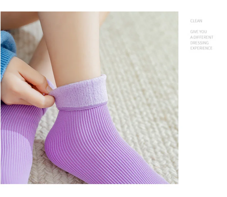 Winter Süßigkeiten Farben Mädchen Kinder Baumwolle vertikale Streifen lange Socken kälte beständig halten warm verdicken Baby Kind Jungen Schnees trümpfe – Detail 11