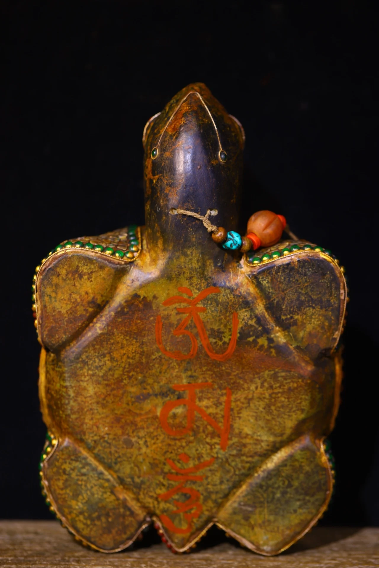 Meteorite Mosaic Gem gZi Beads Shell Garuda Dhwaja Longevity Turtle Pendant Amulet Worship Hall