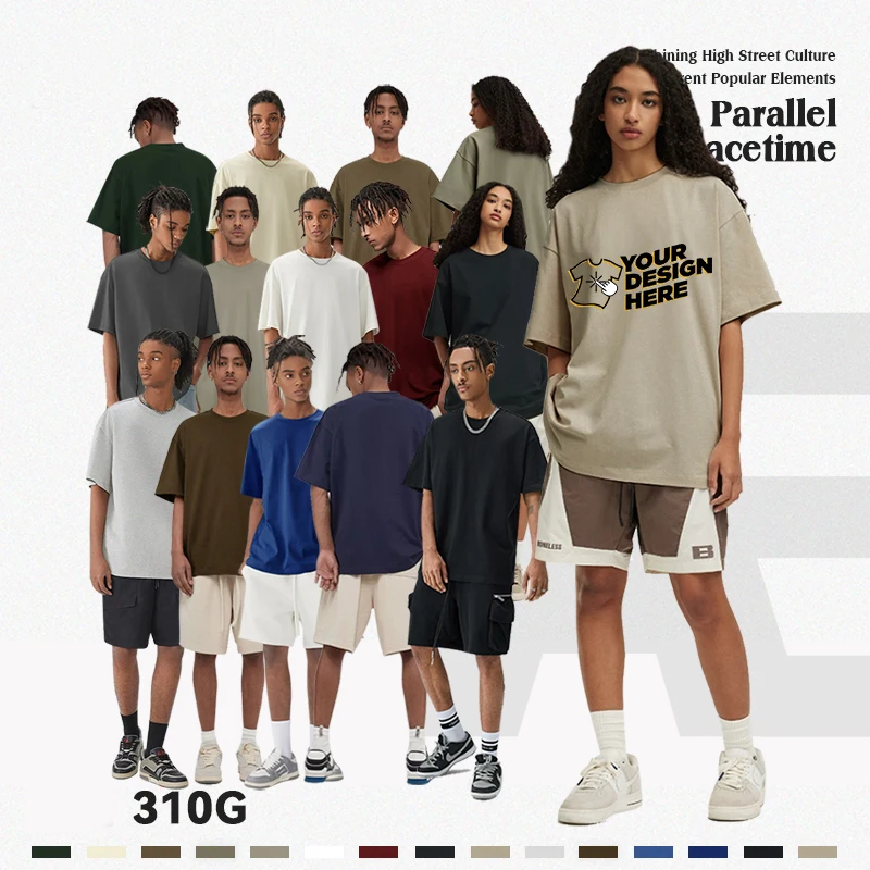 

Free Customized LOGO Heavyweight 100% cotton 310gsm T-shirts Unisex Cotton Men T-shirts Streetwear Min Order Quantity 1