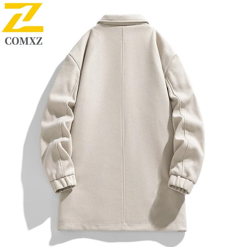 COMXZ Premium Men Woolen Trench Korean Style Fashion Lightweight Coat Casual Daily Style Windproof Spring Autumn Garment