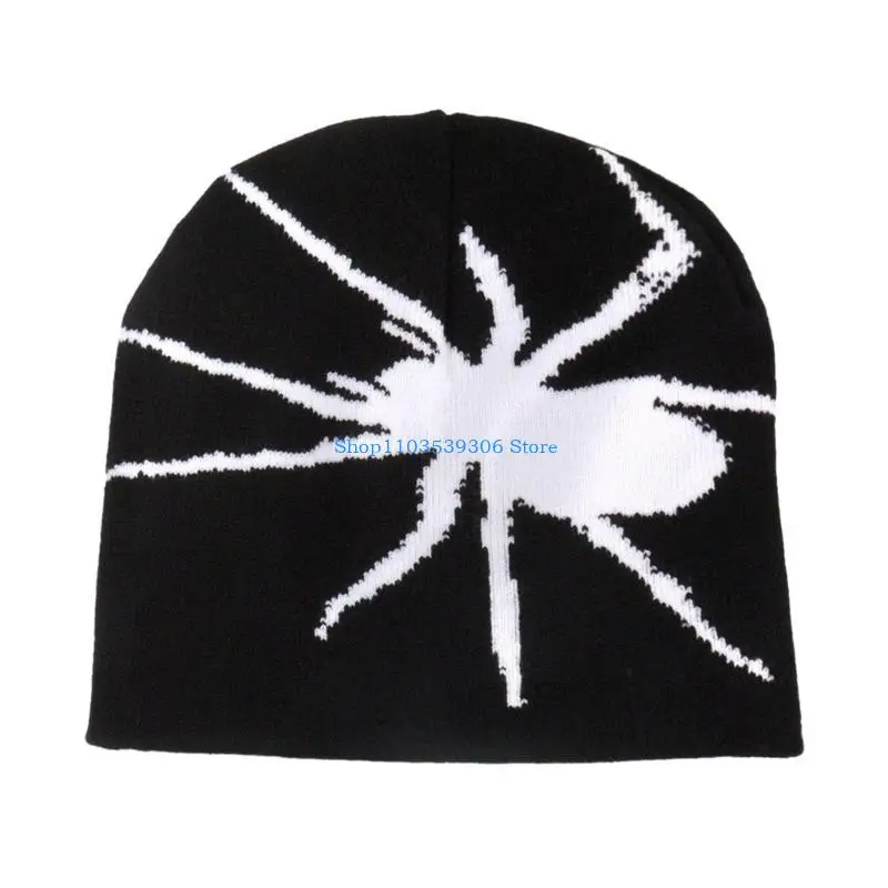 400A Elastic Windproof Winter Hat Knitted Halloween Jacquard Spiders Hat for Women Men Keep Ear Warm Hat Skiing Cycling Hat