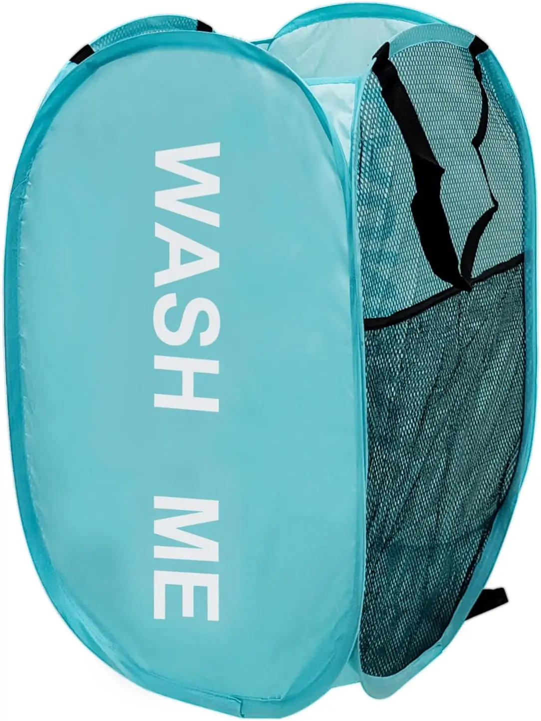 

Pop Up Laundry Hamper with Handles, Collapsible Laundry Basket Side Pocket Kids Dirty Clothes Hamper (Sky Blue)