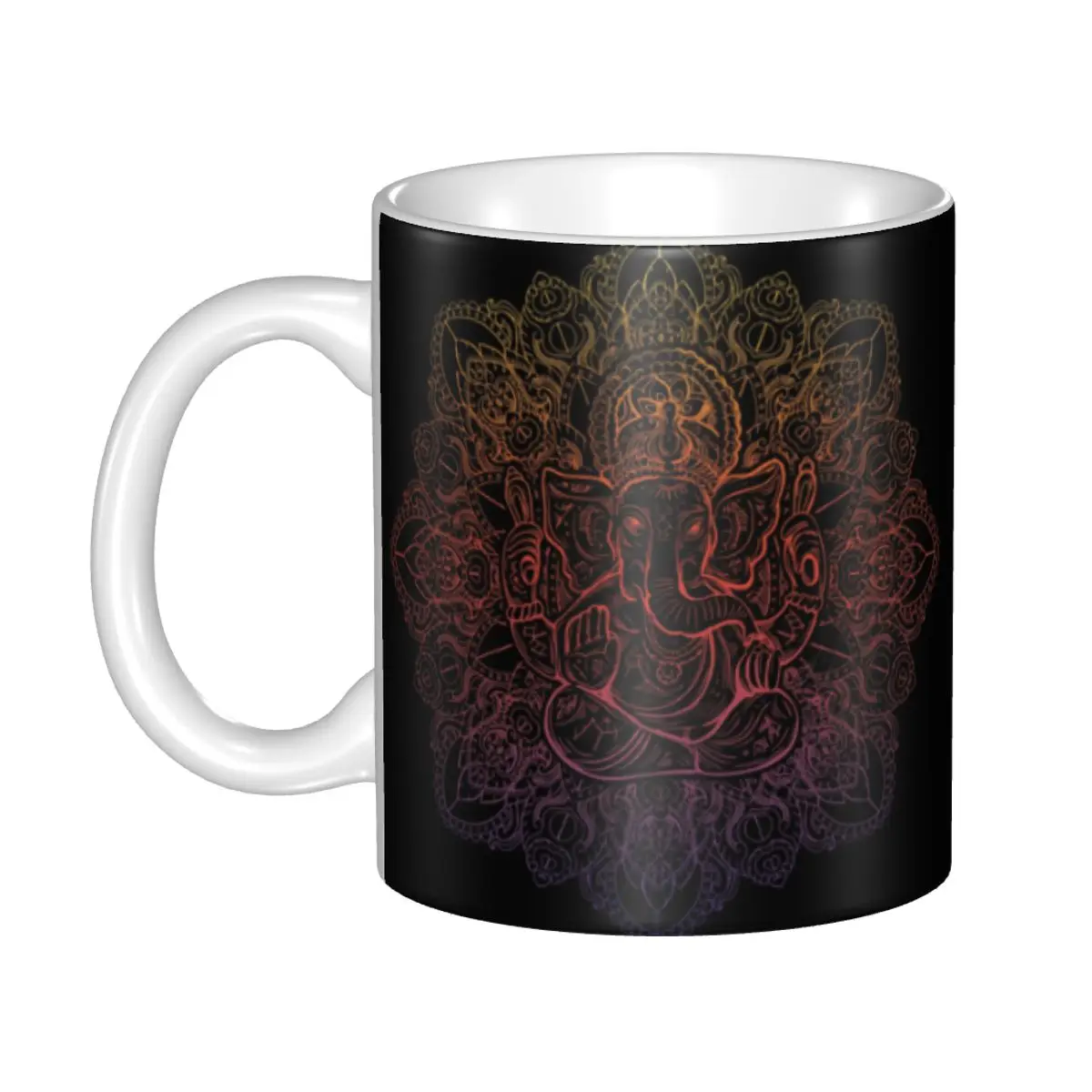 Lord Ganesha Mandala Pattern Coffee Mug DIY Customized Indian Elephant God Ceramic Tea Milk Mug Cup