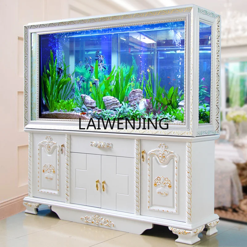 HLZ Jinlong fish tank large ecological living room entrance screen aquarium landscaping