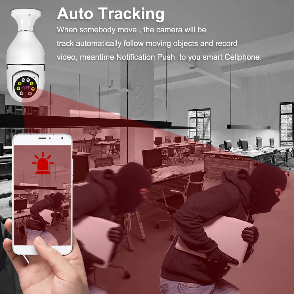 Imagem -03 - Lâmpada Câmera de Segurança Casa Inteligente Visão Noturna Automática Lâmpada de Rastreamento Humano wi fi Vigilância ip Ptz Cam Monitor Interno 5mp E27