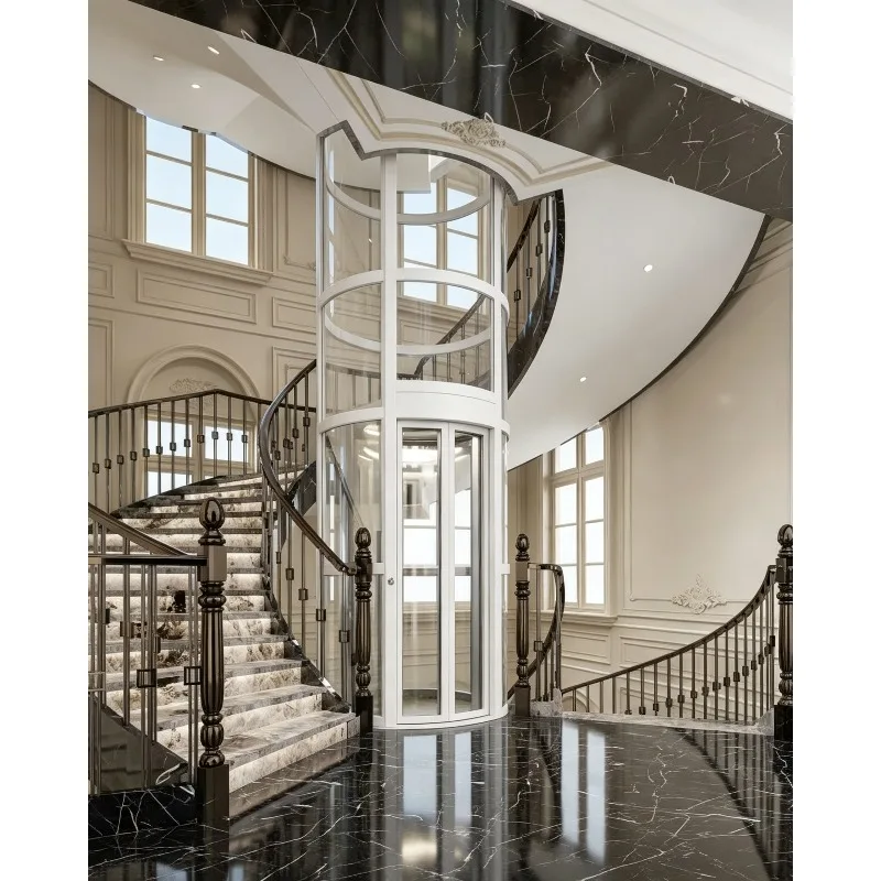 Elevator Lift Modern Design 6-8 Person Panoramic Glass Observation Hydraulic Elevator Lift for Outdoor Sightseeing for Villa Use
