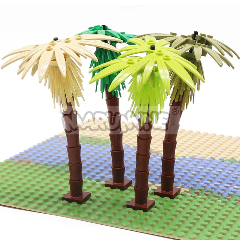 MARUMINE 4PCS Coconut Tree MOC City Plant Building Blocks Bricks Garden Bonsai Forest DIY Classic Model Kit 30338 30239