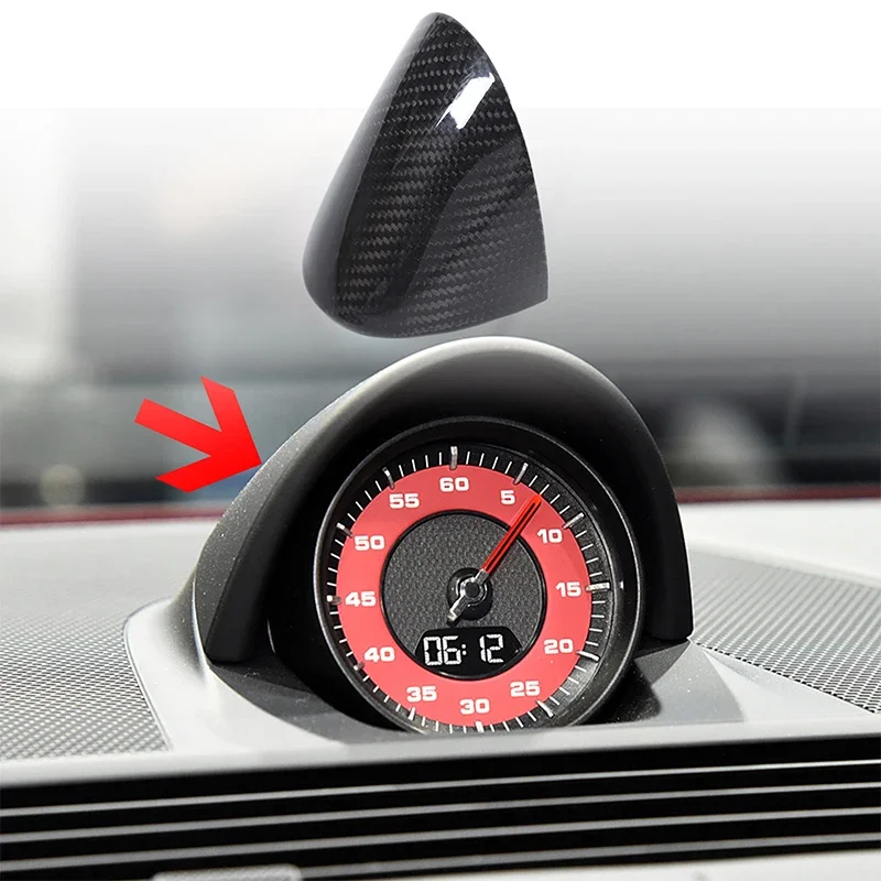 

Real Carbon Fiber For Porsche Panamera 2017-2023 Car Central Control Dashboard Clock Panel Cover Sticker Interior Accessories