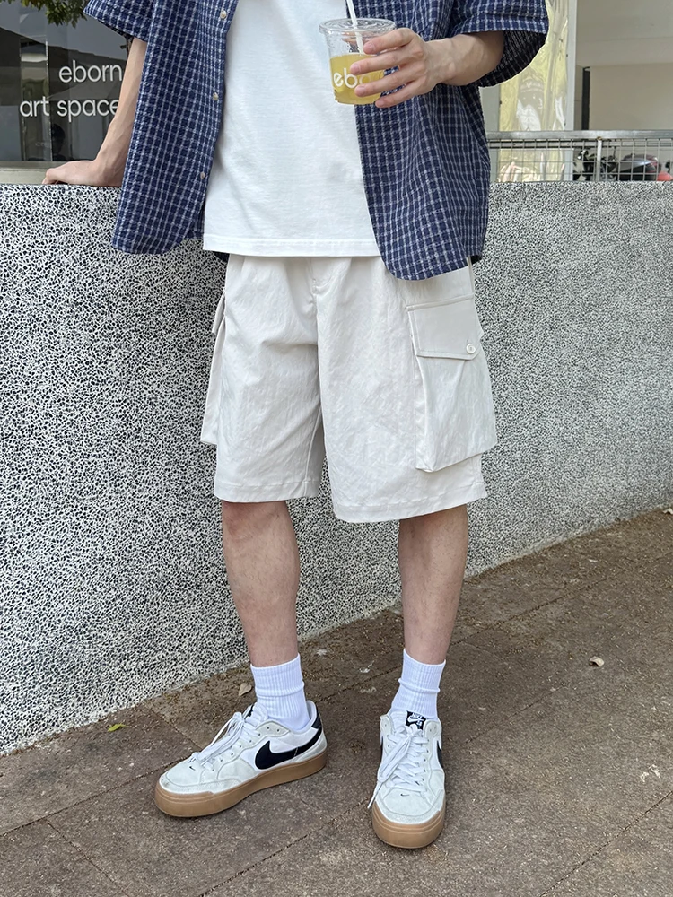 

American Casual Simple Workwear orts ex Summer Loose Lightweight Breathable Large ket Straight Five-Point ...