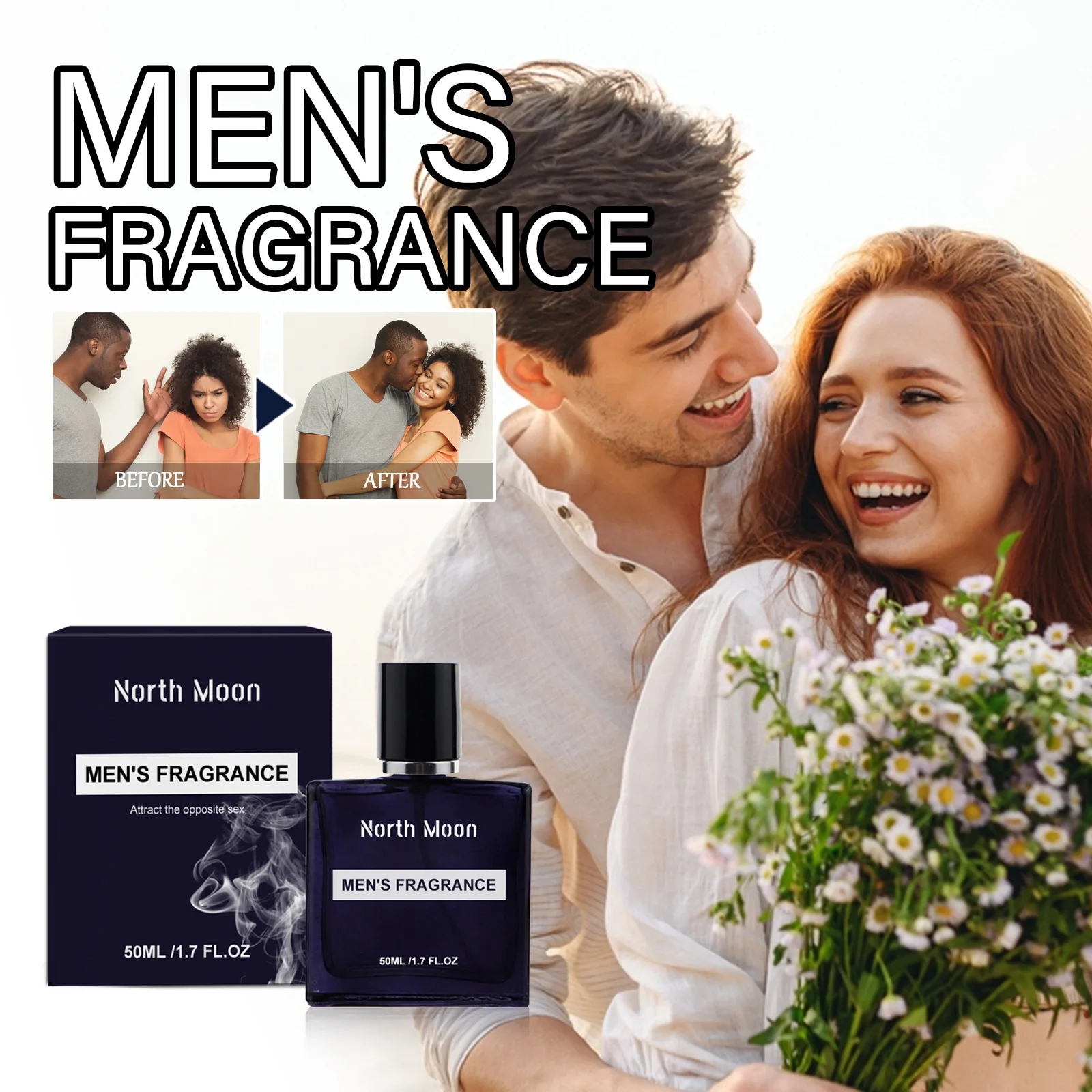 North Moon Men's Charm Perfume Natural Fresh Niche Dating Portable Lasting Fragrance Atmosphere Perfume Deodorant for Men