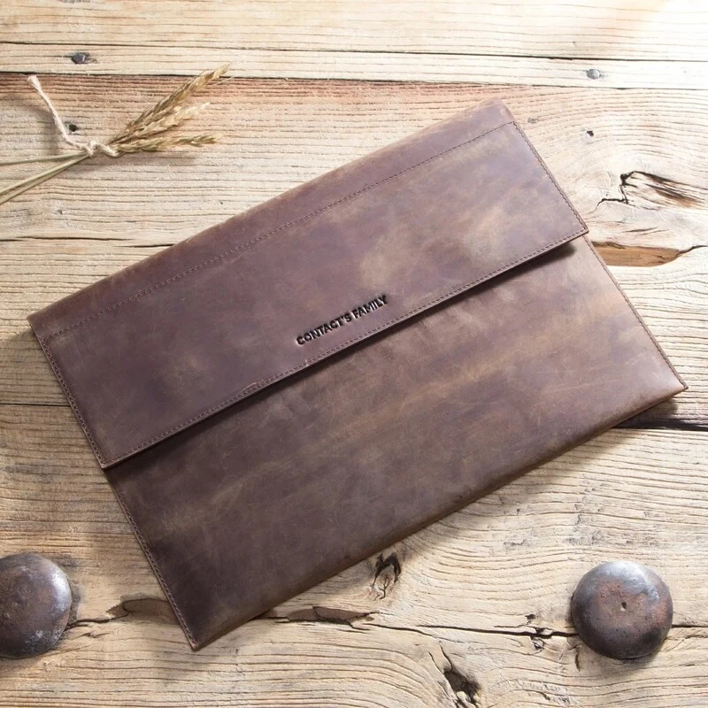 P+ 12-13 inch Genuine Leather Tablet Sleeve Case For iPad Air Pro 13/12.9 Samsung