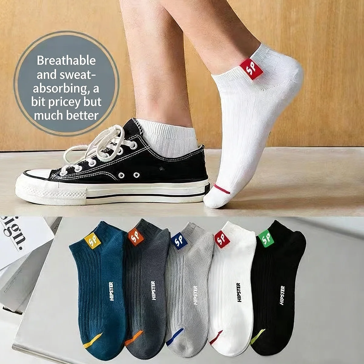 5 Paar 2026 neue Knöchelsocken, niedrig geschnitten, bequem, geruchsabweisend, schweißabsorbierende Sportsocken, geeignet für Frühling, Sommer, Herbst – Detail 2