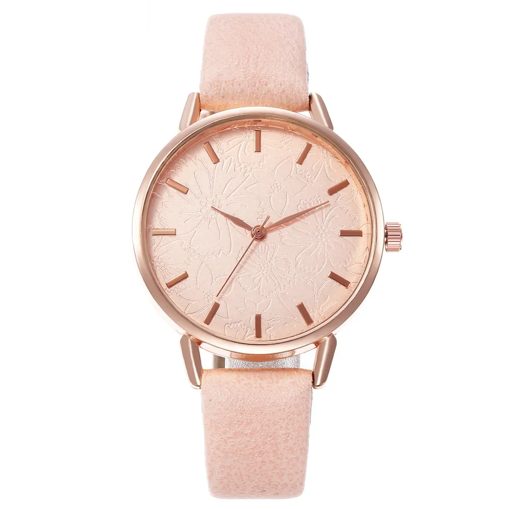 Fashion Embossed Flowers Quartz Wristwatch Luxury Female Stainless Steel Watches for Women Relogio Feminino Casual Ladies Watch