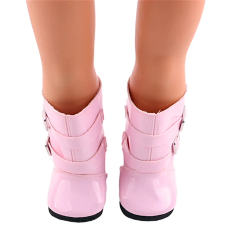 7 cm Doll Shoes Multicolor High-top Rain Boots Handmade Leather Shoes For 43cm Reborn Baby Dolls &18 Inch AG Doll,Our Generation