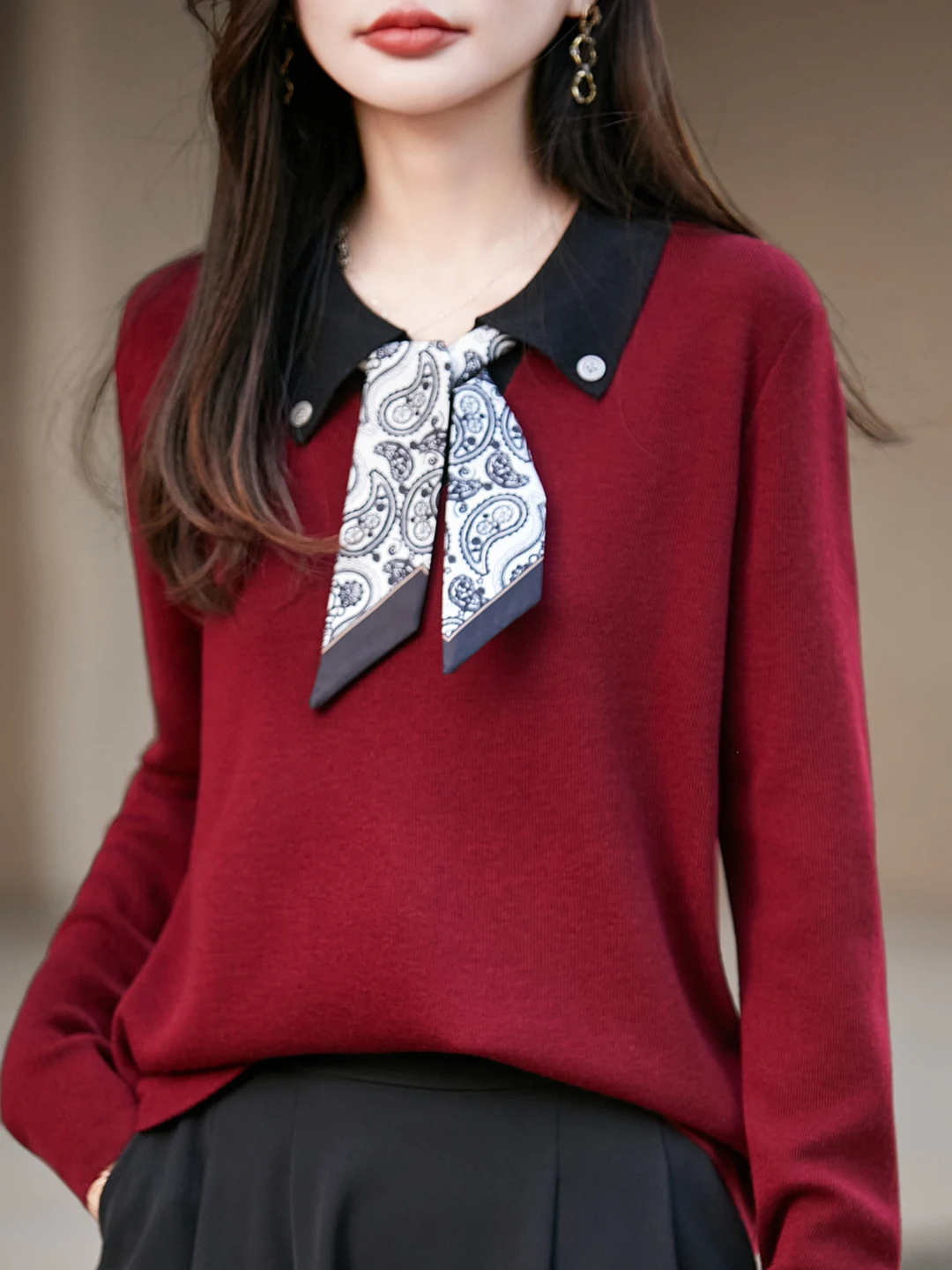 

Ретро Sli осенне-зимний вязаный свитер с шарфом Faion, свободный утягивающий воротник, длинная сверовая основа irt, модная повседневная одежда