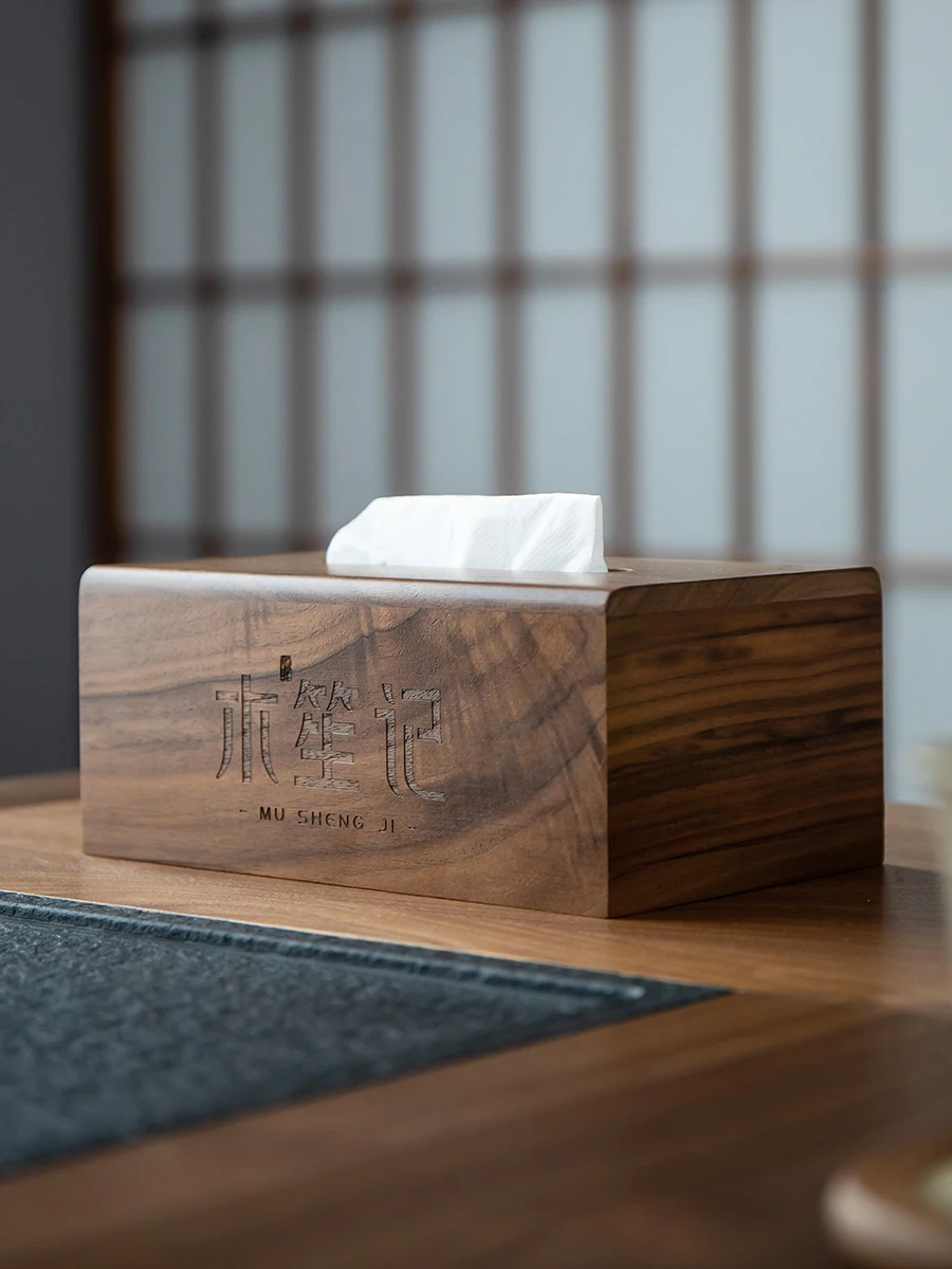 

New Chinese Sle Wooden Tissue Box Bla Walnut Wood Living Room Bedroom Home Use Rectangular ape Storage Organizer
