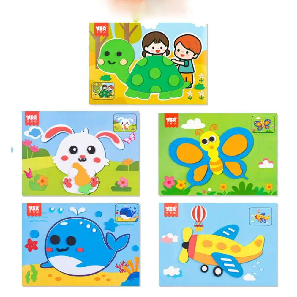 

Paper 3D Stereoscopic Sticker Books Educational Toys Montessori DIY Paste Material Kit Handmade Cartoon Animals Sticker Book