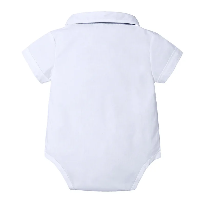 2 Stück Sommer Kleinkind Junge Outfits koreanische Mode Gentleman Krawatte Kurzarm Neugeborenen Stram pler Overalls Shorts Baby Sets BC2375-1