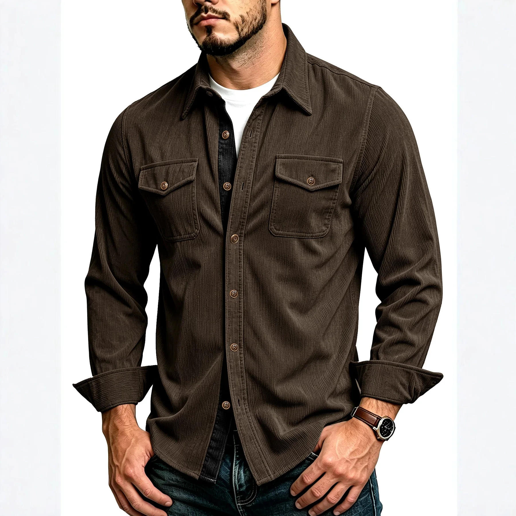 Men's Corduroy Shirt Long Slee - Corduroy Button Up Shirt Men ulasan dan harga