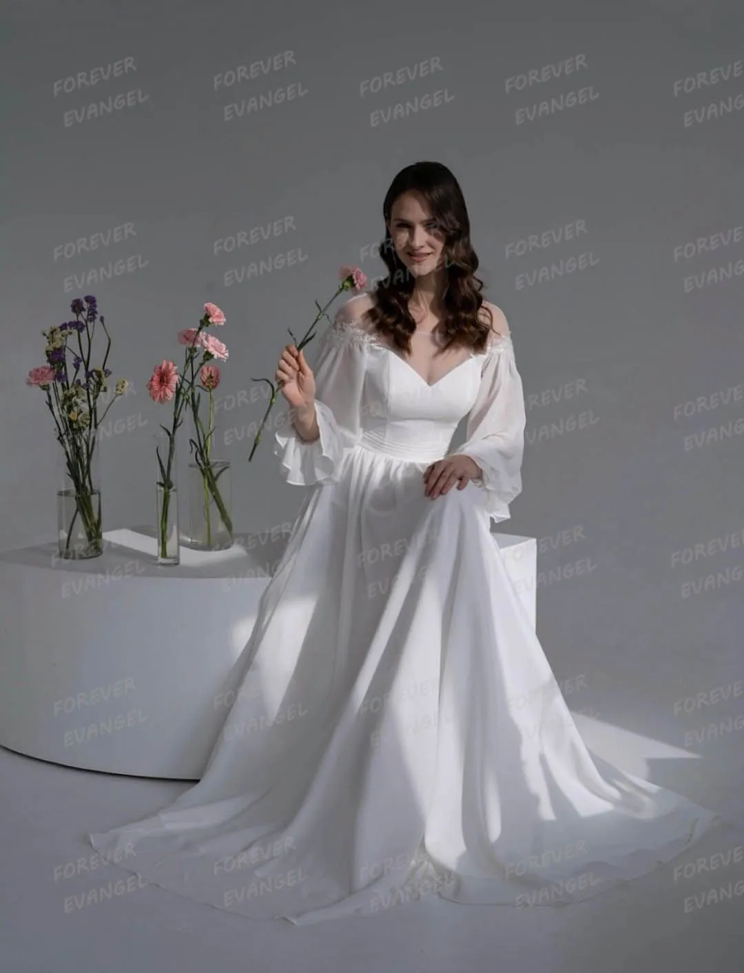 Eenvoudige A-lijn Trouwjurken Vrouw Sweetheart Zachte Lange Mouw Bruid Toga Prinses Formele Aangepaste Vestidos De Novia 2026