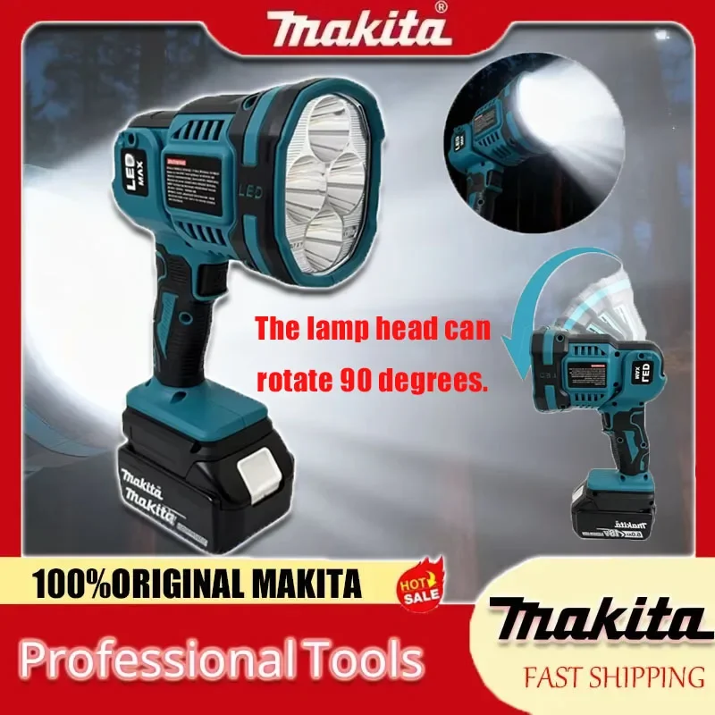 Lanterna led makita, lanterna portátil sem fio, lâmpada de emergência, 3 modos, luz externa, lâmpada noturna de lítio para bateria de 18v