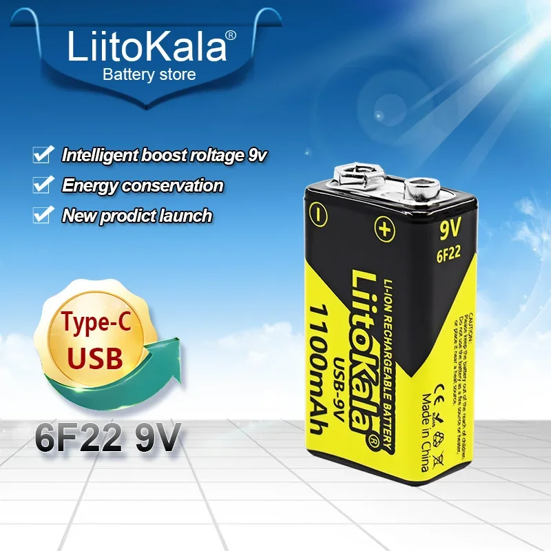 1PCS LiitoKala USB-9V 1100mAh rechargeable Li-ion Battery is suitable for Camera Toy Multimeter Remote Control KTV Microphone