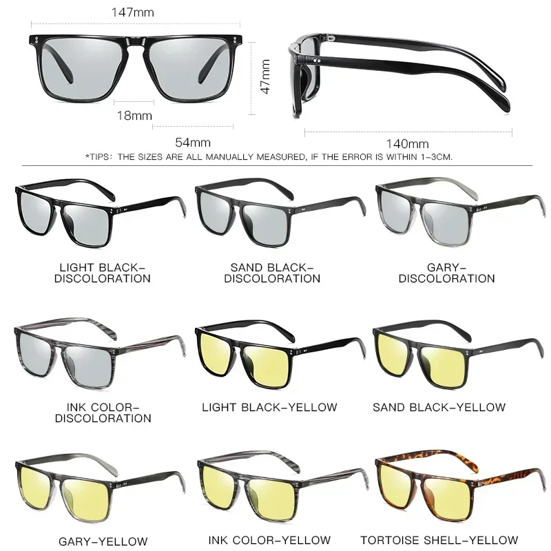 Outdoor Sports Driving Sunglasses Quality Polarized Photochromic for Men Women AntiGlareEyewear Ultra-Light