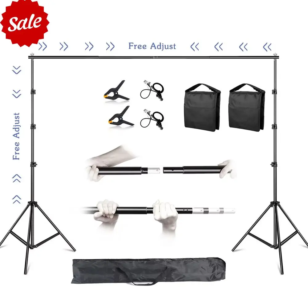 SH 2.6x3M/8.5x10ft Photo Frame Studio Backdrop Background Stand, Adjustable Telescopic Background Support System with Carry Bag