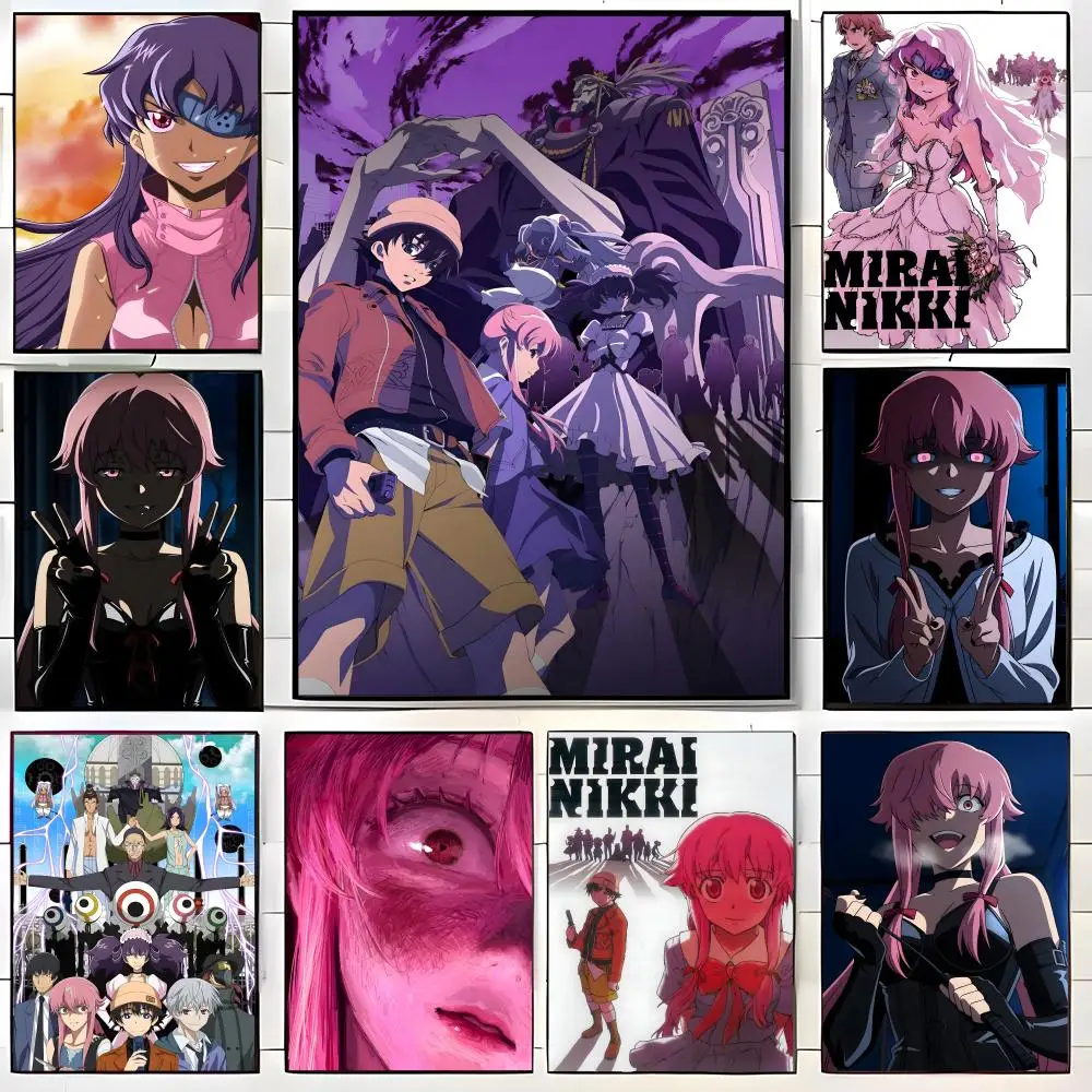 Dark Anime M-Mirai Nikki The Future Diary Poster  Self-adhesive Art Waterproof Paper Sticker Coffee House Bar Room Wall Decor