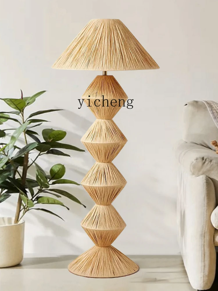 XC Floor Lamp Japanese Style Bed & Breakfast Living Room Bedroom Hand-Woven Study Retro Bedroom Bedside Artistic Table Lamp