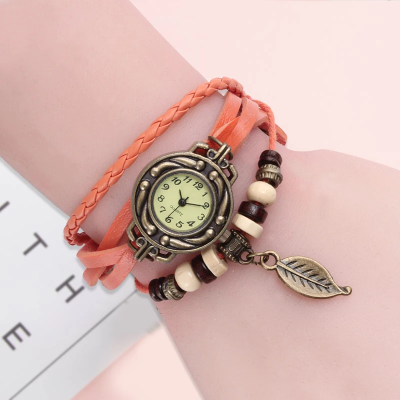 High Quality Women Genuine Leather Vintage Quartz Dress Watch Bracelet Wristwatches Watch Women Luxury Watch