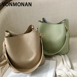 2 parça/takım moda tasarım Pu deri omuz Crossbody çanta Casual Lady Tote kadın büyük kapasiteli kova çantalar ve çanta