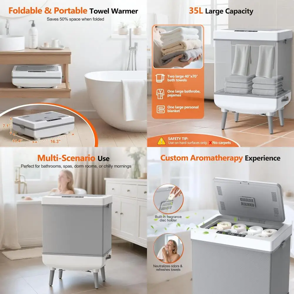 

Электрическая сушилка для полотенец класса люкс, 600 Вт, с автоматическим отключением, вмещает 3 больших полотенца, халаты, одеяла, 24-часовой таймер, идеально подходит для ванной комнаты, спа-салона