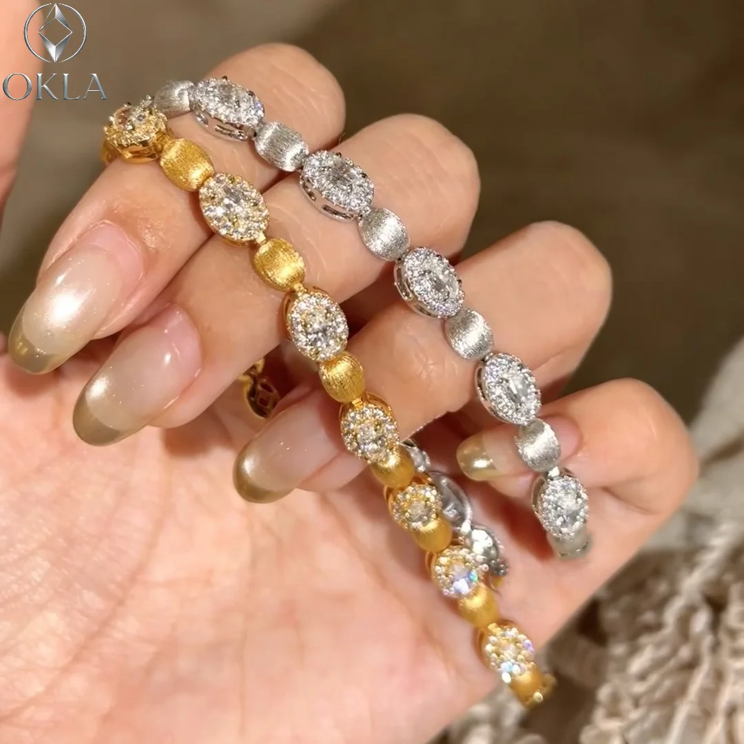 

Luxury Sparkling Zircon Bangle For Women, 18k Gold Plated Bracelet, Elegant Wedding Party Jewelry, Fashion Daily Accessory Gift