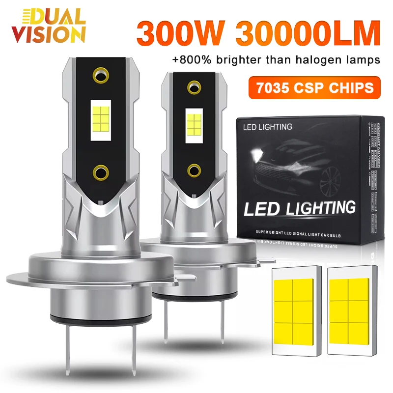 30000LM H7 LED مجموعة مصابيح أمامية لمبة صغيرة 300 واط CSP 7035 للسيارة كشافات السيارات مصابيح الضباب Canbus H7 Led توربو السيارات 12 فولت 6000 كيلو