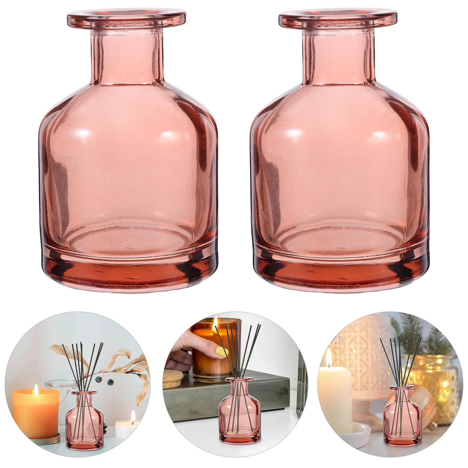 

2Pcs Reed Diffuser Glass Bottles Aromatherapy Empty Refillable Fragrance Storage Containers Oil Diffuser Bottles for Living Room
