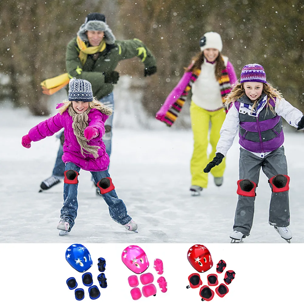 7-piece Set Of Children's Helmet Protective Gear Cozy Knee Elbow Wonderful Pads Adjustment Protective Gear For 5-16 Year Old