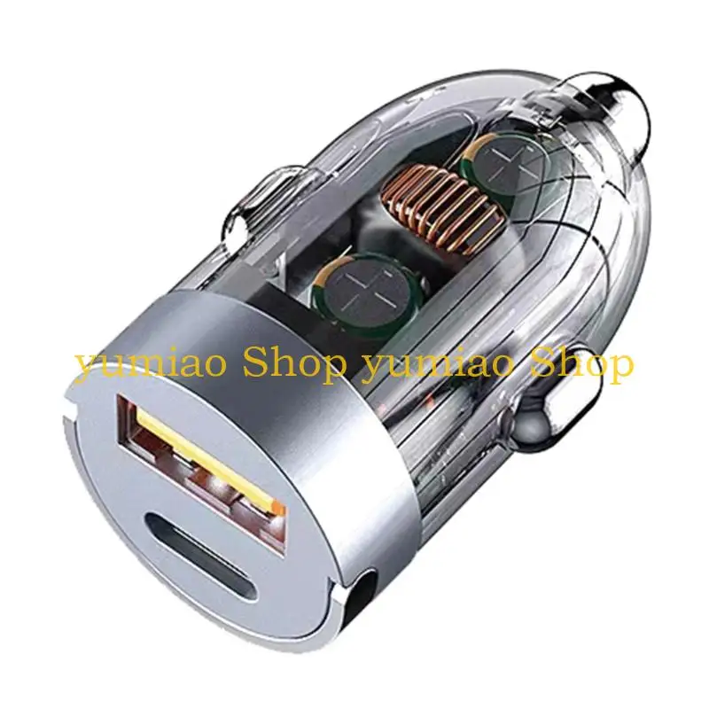 587B 120W Double Port Universal Car Chargers ABS Construction Type C USB Charging Adapter for Phones Tablets and Electronics