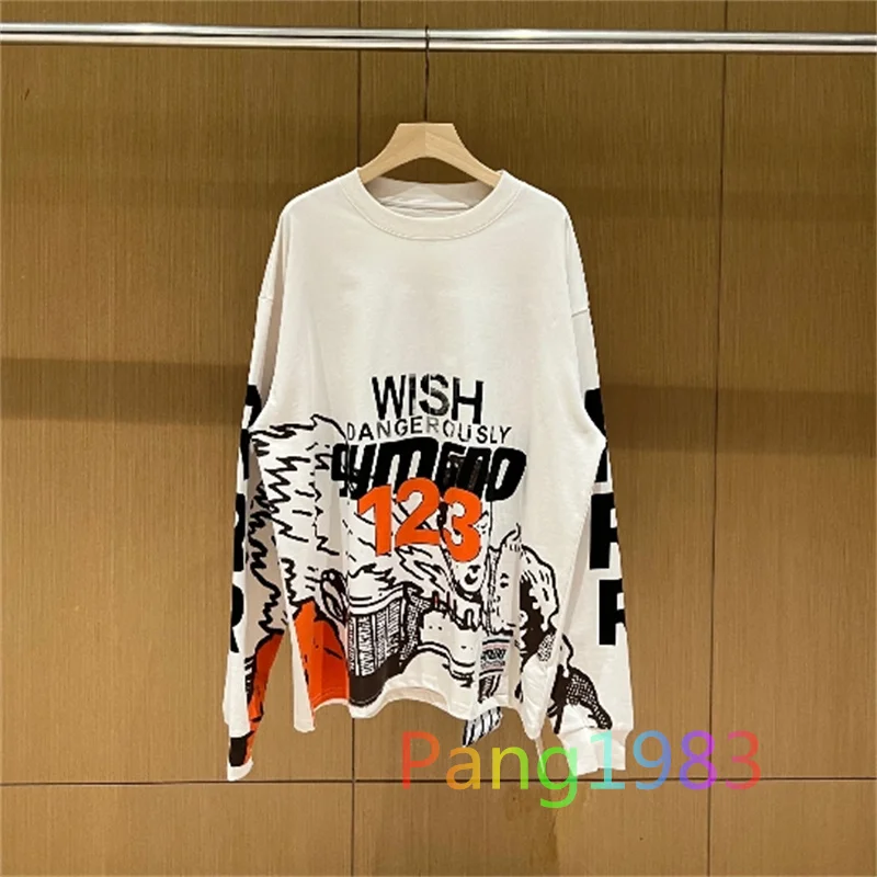 

RRR123 Portrait Graffiti Letter Sportswear Men Women High Street Casual Loose Couple Thin Hoodie Pullovers