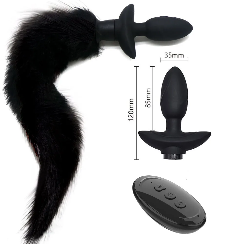 Masturbation anus sex products cos props vibration swing female fox tail anal plug remote control