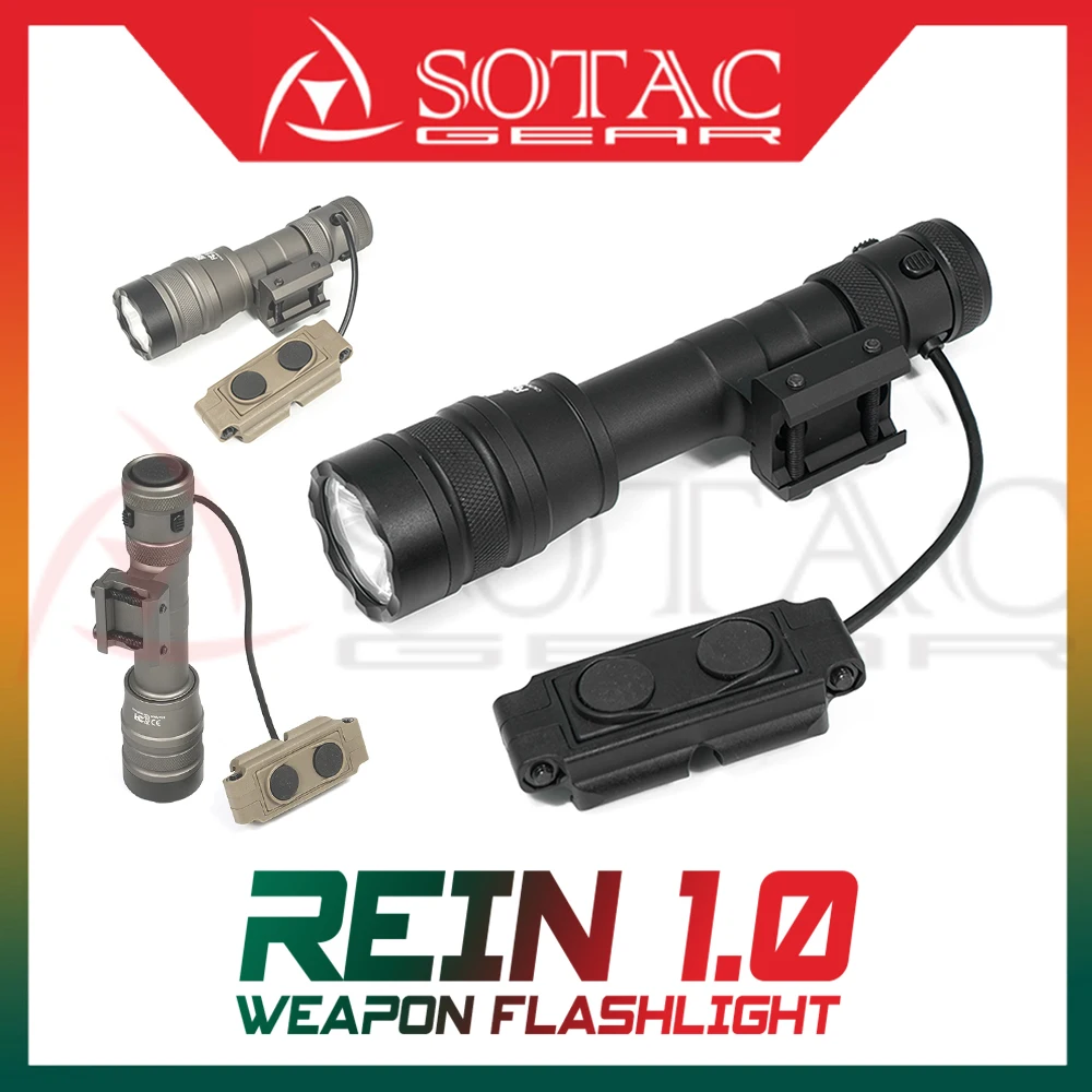 SOTAC REIN 1.0 Flashlight Metal Weapon Light Scout Light Fit 20mm Picatinny Rail Airsoft Gear AR15 Accessories Tactiacl Light