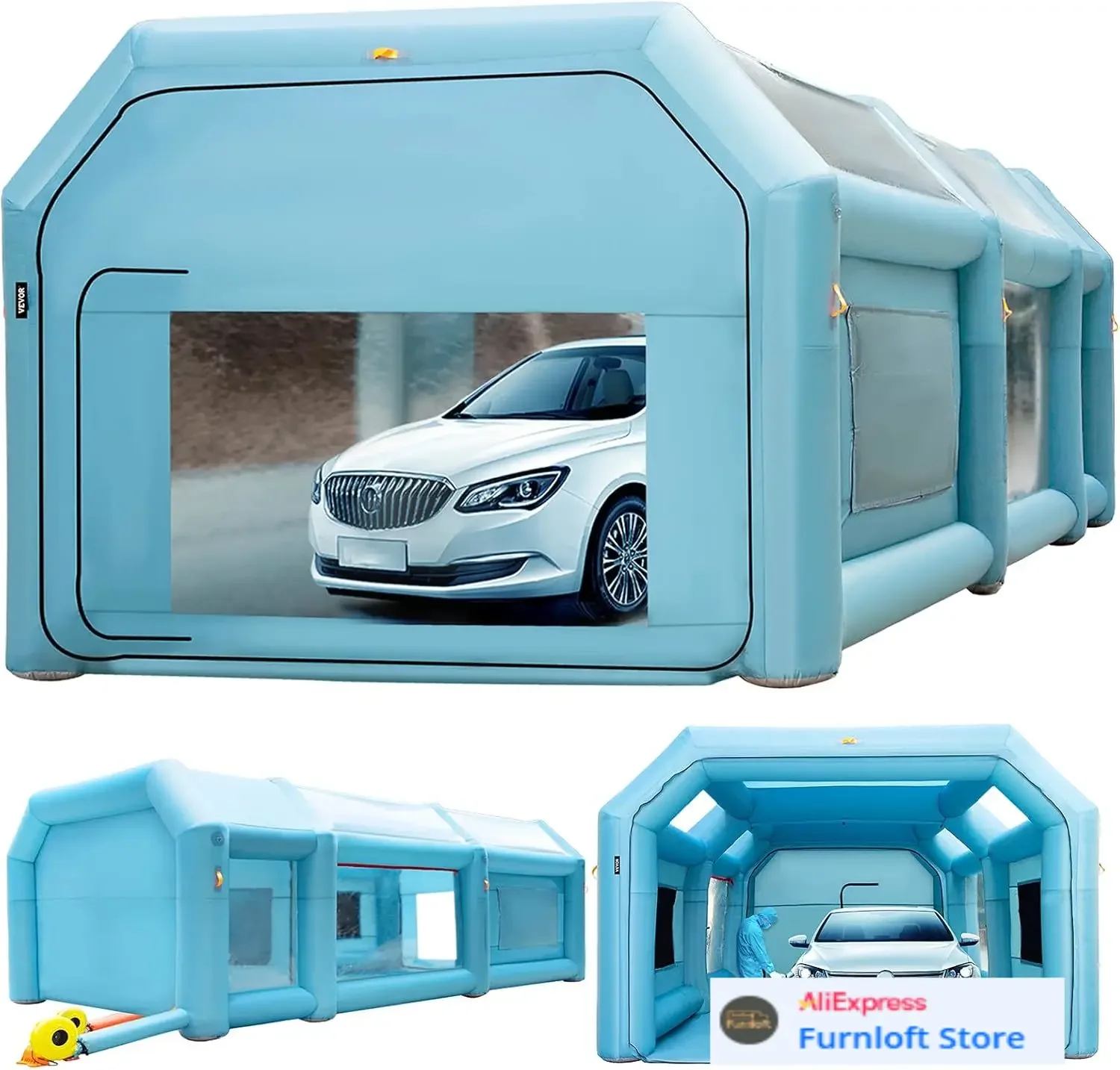 Portable Inflatable Paint Booth, 28x15x10ft Inflatable Spray Booth, Car Paint Tent w/Air Filter System & 2 Blowers, Upgraded