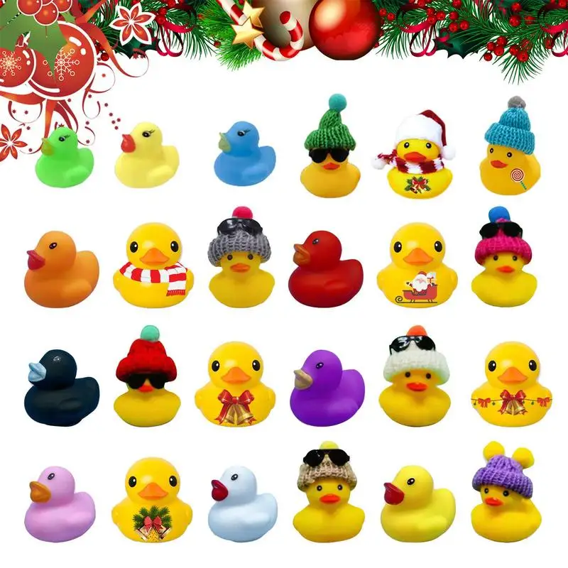 Christmas Rubber Ducks Holiday 24 Days Countdown Advents Calendar Stylish Holiday Countdown Present Box Ducks Figures Kit