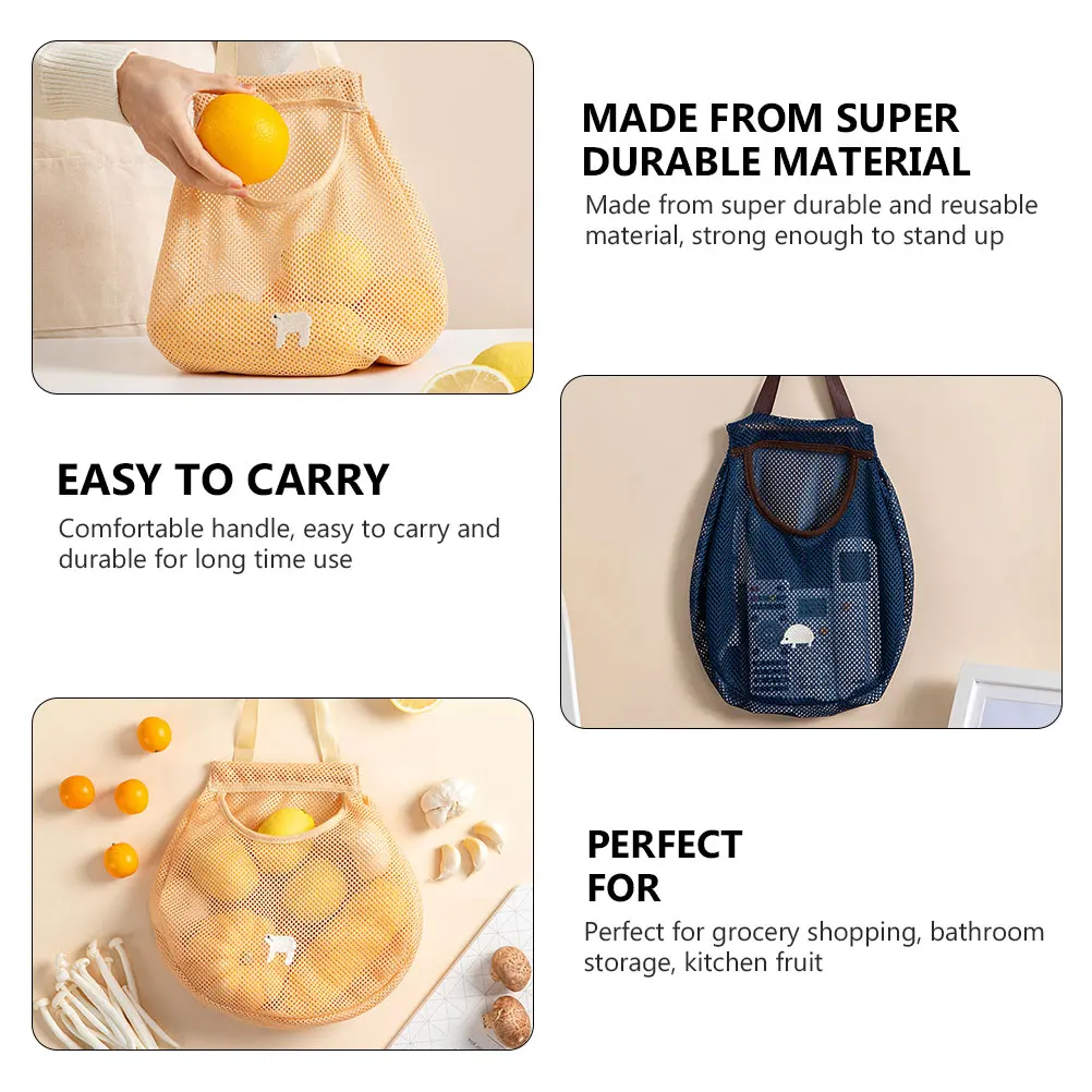 

2 Pcs Fruit and Vegetable Hanging Storage Bag Covers Bathroom Camping Shopping Fruits Vegetables