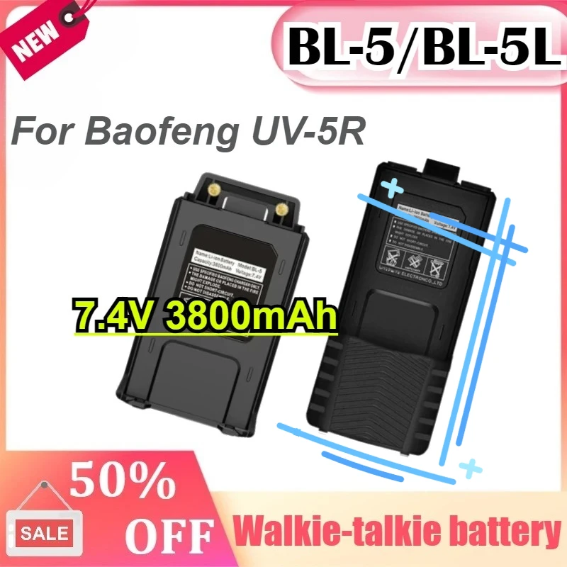 

BL-5 / BL-5L For Baofeng UV-5R 7.4V 3800mAh Rechargeable Li-on Battery for UV5R Radio Accessories UV 5R Walkie Talkie Battery