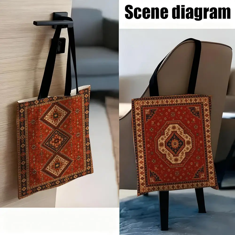 Central Asian Geometric Tapestry  Storage Bags Handbag Canvas Bag Women Casual Underarm Top Handle Bag Lady Shopping Travel Bags