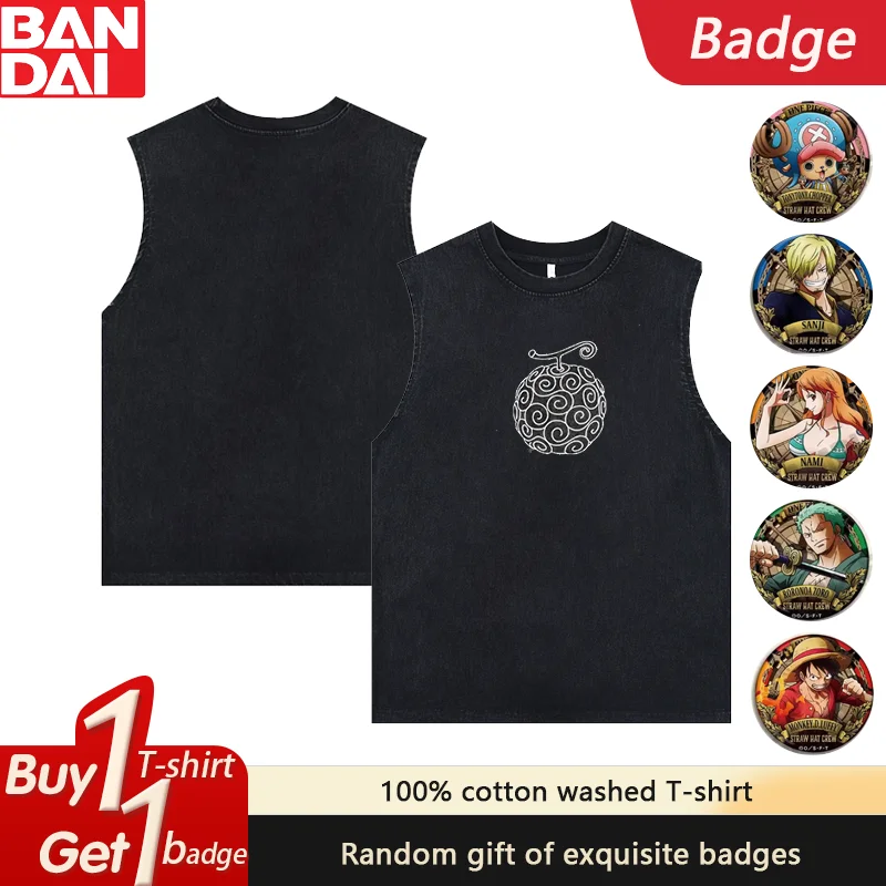 Chaleco de gimnasio de Anime con estampado de One Peice Luffy, novedad de verano, camisetas sin mangas para hombre Y2k, camisas informales sin mangas lavadas para mujer, ropa de calle Harajuku