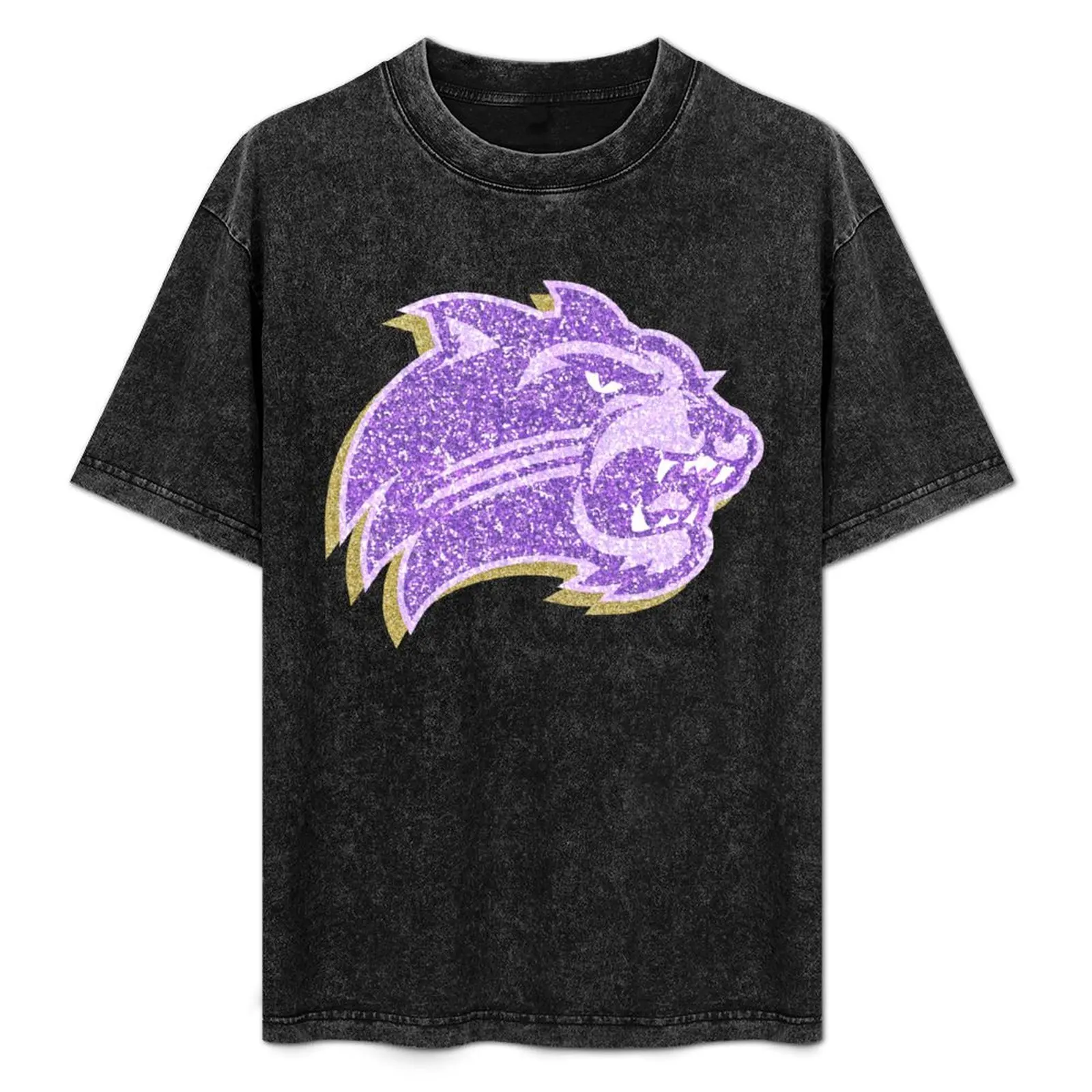 

Glitter Catamounts T-Shirt Basic Solid Color Short Sleeve Cotton Top