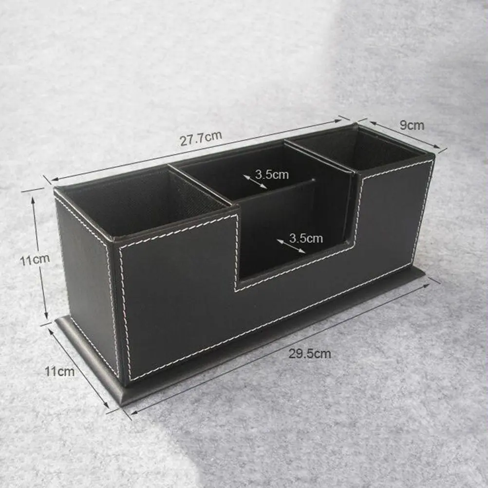 Double-Sided 4-Compartment Desktop Pen Holder Organizer for Office, School, Business – Black